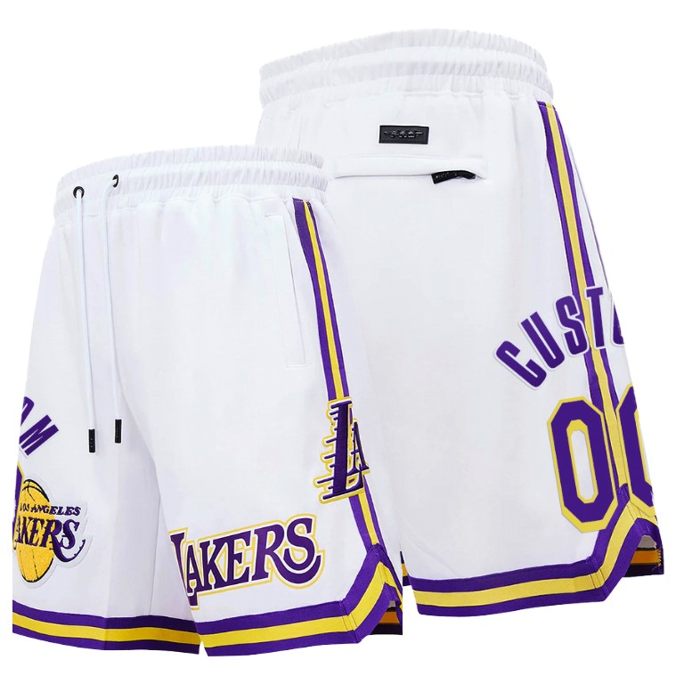 Men's Los Angeles Lakers Custom #00 NBA Pro Standard Chenille Icon Edition White Basketball Shorts UMS5283TM